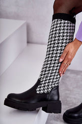 Chaussettes hautes pour femmes, noires et blanches